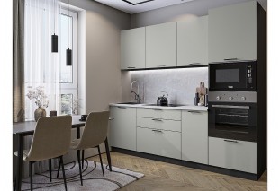 Кухонный гарнитур Лайт-02 Special Grey, Graphite 240 см, столешница Кварцит Бьянко
