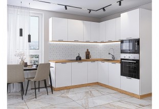 Кухонный гарнитур Лайт-03 Special White, Дуб Вотан 210/220 см, столешница Дуб натуральный