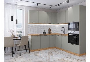 Кухонный гарнитур Лайт-03 Special Grey, Дуб Вотан 210/220 см, столешница Дуб натуральный