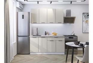 Кухонный гарнитур Флэт-08 Cashmere In 2S, Белый 160 см, столешница Мрамор альпийский