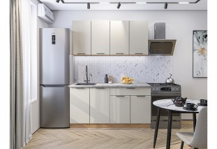Кухонный гарнитур Флэт-08 Cashmere In 2S, Дуб Вотан 160 см, столешница Мрамор альпийский