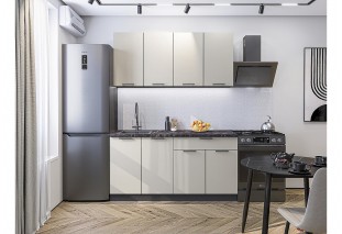 Кухонный гарнитур Флэт-08 Cashmere In 2S, Graphite 160 см, столешница Мрамор черный