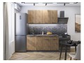 Кухонный гарнитур Флэт-08 Natural Casella Oak 2S, Graphite 160 см, столешница Мрамор дымчатый