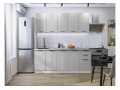 Кухонный гарнитур Флэт-09 Light Grey In 2S, Белый 200 см, столешница Снежный мрамор
