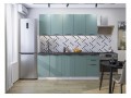Кухонный гарнитур Флэт-09 Grey-green In 2S, Белый 200 см, столешница Мрамор черный