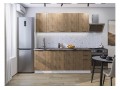 Кухонный гарнитур Флэт-09 Natural Casella Oak 2S, Белый 200 см, столешница Мрамор дымчатый