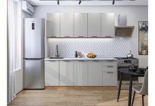 Кухонный гарнитур Флэт-09 Light Grey In 2S, Дуб Вотан 200 см, столешница Пирит светлый