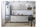 Кухонный гарнитур Флэт-09 Light Grey In 2S, Graphite 200 см, столешница Черный детройт
