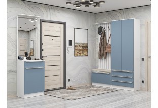 Прихожая Стиль-04, корпус белый / фасад Фьюжн Silky Blue