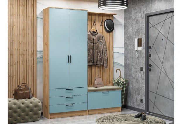 Прихожая Стиль-03, корпус дуб Вотан / фасад Флэт Grey-green In 2S