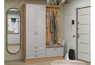 Прихожая Стиль-03, корпус дуб Вотан / фасад Лофт Grey Silk