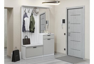 Прихожая Стиль-02, корпус белый / фасад Фрейм Grey Silk