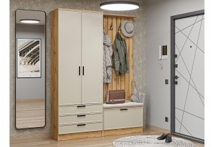 Прихожая Стиль-03, корпус дуб Вотан / фасад Фрейм Cream Silk