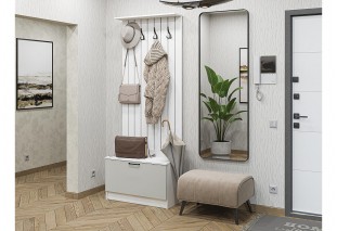 Прихожая Стиль-01, корпус белый / фасад Флэт Light Grey In 2S