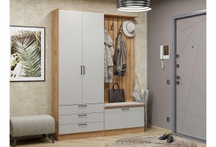 Прихожая Стиль-03, корпус дуб Вотан / фасад Флэт Light Grey In 2S