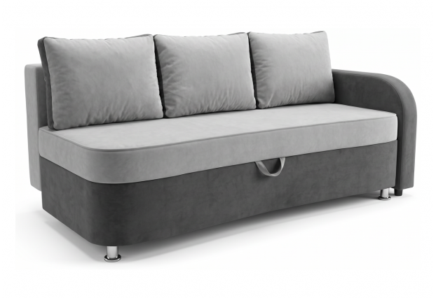 Прямой диван Волна с одним подлокотником правая велюта светло-серый/темно-серый