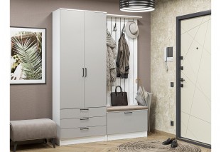 Прихожая Стиль-03, корпус белый / фасад Флэт Light Grey In 2S