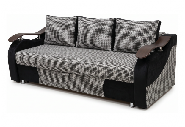 Прямой диван Лион Мустанг Кристалл, корфу серый/форест чёрный