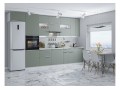 Кухонный гарнитур Фьюжн-01 Silky Mint, Белый 360 см, столешница Пирит светлый