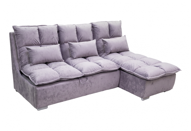 Угловой диван Доменика Пума, с оттоманкой и бельевым ящиком