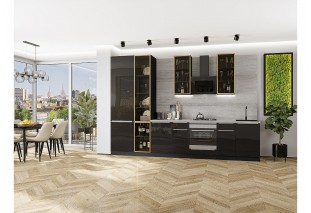 Кухонный гарнитур Фьюжн-08 Anthracite, Graphite 340 см, столешница Песчаный камень глянец