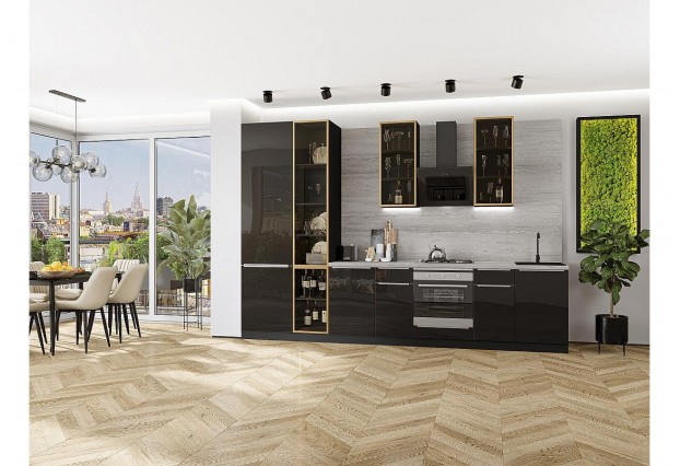 Кухонный гарнитур Фьюжн-08 Anthracite, Graphite 340 см, столешница Песчаный камень глянец