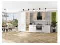 Кухонный гарнитур Фьюжн-08 Angel, Белый 340 см, столешница Песчаный камень глянец, со стеклянными полками