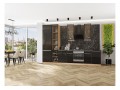 Кухонный гарнитур Фьюжн-08 Anthracite, Дуб Вотан 340 см, столешница Мрамор черный, со стеклянными полками