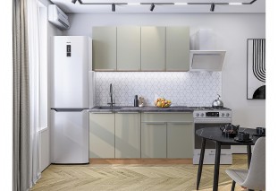 Кухонный гарнитур Фьюжн-10 Silky Grey, Дуб Вотан 160 см, столешница Мрамор серый