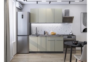 Кухонный гарнитур Фьюжн-10 Silky Grey, Graphite 160 см, столешница Мрамор дымчатый