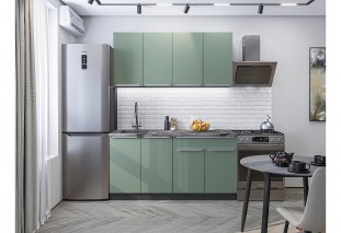 Кухонный гарнитур Фьюжн-10 Silky Mint, Graphite 160 см, столешница Мрамор дымчатый