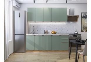 Кухонный гарнитур Фьюжн-11 Silky Mint, Дуб Вотан 200 см, столешница Мрамор альпийский