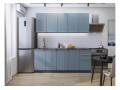 Кухонный гарнитур Фьюжн-11 Silky Blue, Graphite 200 см, столешница Черный детройт