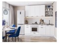 Кухонный гарнитур Фрейм-02 White Silk, Белый 220 см, столешница Антарес