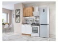 Кухонный гарнитур Флэт-03 Wotan Oak 2S/White In 2S, Дуб Вотан 80 см, столешница Снежный мрамор