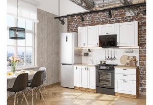 Кухонный гарнитур Лофт-05 Super White, Дуб Вотан 200 см, столешница Дуб сонома