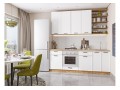 Кухонный гарнитур Фрейм-02 White Silk, Дуб Вотан 220 см, столешница Дуб сонома