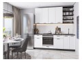 Кухонный гарнитур Фрейм-02 White Silk, Graphite 220 см, столешница Мрамор черный