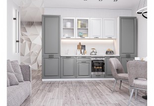 Кухонный гарнитур Ницца Royal-01 Blanco/Magnum, Белый 315 см, столешница Антарес
