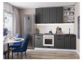 Кухонный гарнитур Фрейм-02 Stormy Silk, Белый 220 см, столешница Мрамор черный
