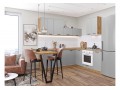 Кухонный гарнитур Фрейм-03 Grey Silk, Дуб Вотан 220/200 см, столешница Дуб натуральный