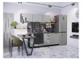 Кухонный гарнитур Фрейм-01 Grey Silk, Graphite 230 см, столешница Черный детройт