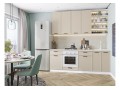 Кухонный гарнитур Фрейм-02 Cream Silk, Белый 220 см, столешница Камень бежевый