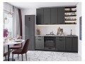 Кухонный гарнитур Фрейм-02 Stormy Silk, Graphite 220 см, столешница Снежный мрамор