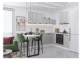 Кухонный гарнитур Фрейм-03 Grey Silk, Белый 220/200 см, столешница Гранит белый