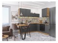 Кухонный гарнитур Фрейм-03 Stormy Silk, Дуб Вотан 220/200 см, столешница Дуб натуральный