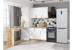 Кухонный гарнитур Сканди-05 White Silkwood, Дуб Вотан 120 см, столешница Дуб сонома