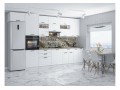 Кухонный гарнитур Фрейм-04 White Silk, Белый 360 см, столешница Мрамор горный