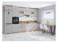 Кухонный гарнитур Фрейм-04 Grey Silk, Дуб Вотан 360 см, столешница Дуб натуральный