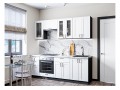 Кухонный гарнитур Лофт-01 White Silk, Graphite 220 см, столешница Гранит белый